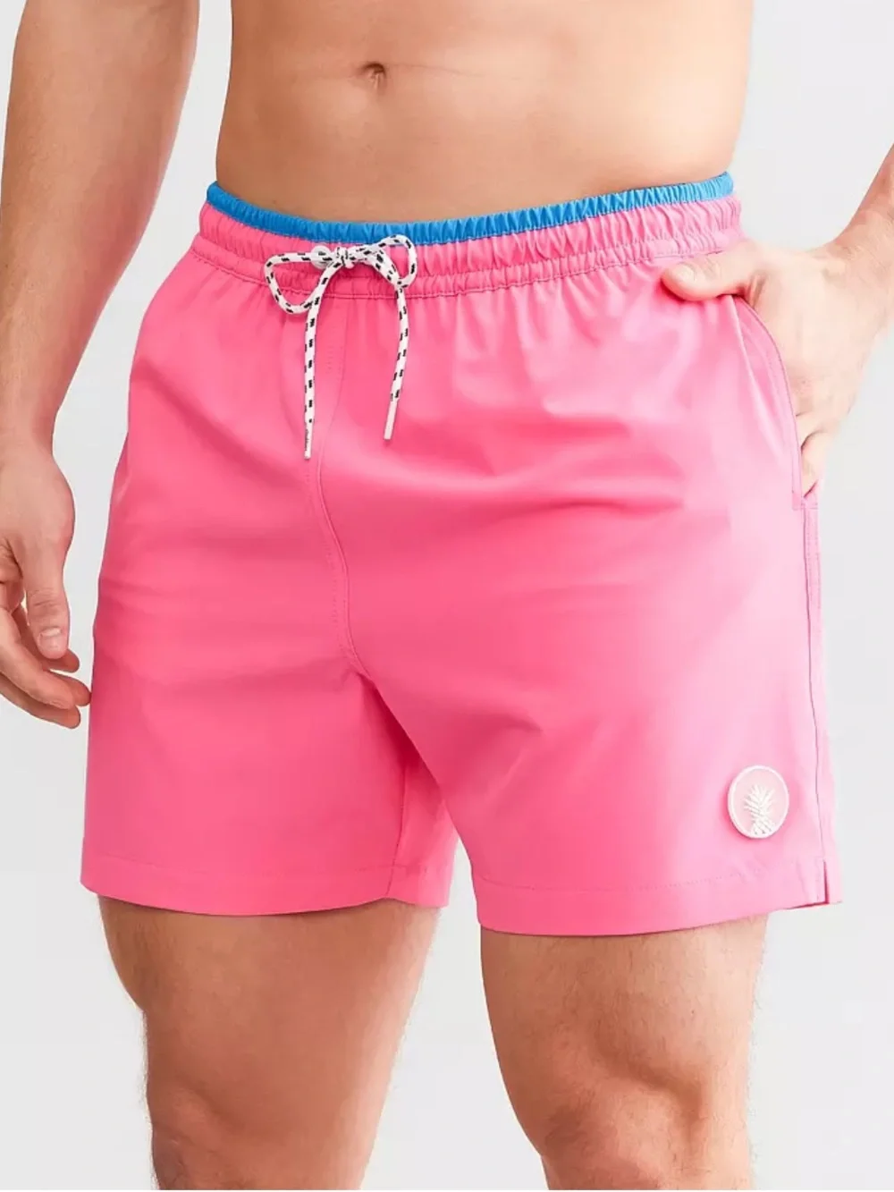 Chubbies The Avalons Stretch Swim Trunks Pink Boardshort with Teal Trim Medium